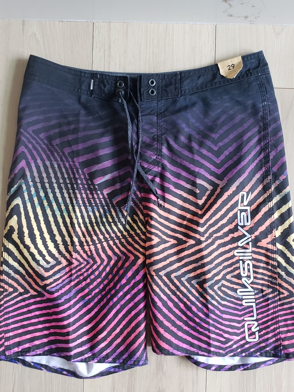 Quiksilver Men's Black Multi-Color Zigzag Swim Trunks
